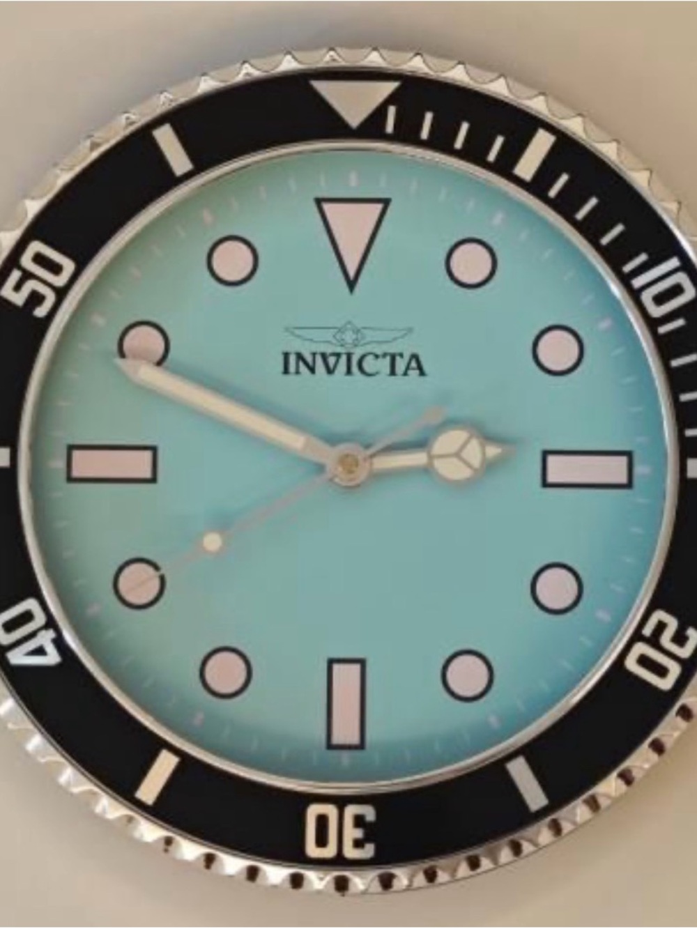 Invicta Pro Diver 70042 12” Wall Clock Light Blue Black Bezel Quartz NEW